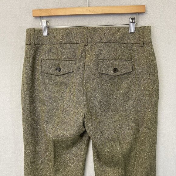 J Crew Favorite Fit Wool Dress Pants Womens 6 Green Office Tweed Trouser Vinage - Picture 13 of 15